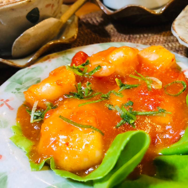 小海老のチリソース_欲張りランチ(ふきのとう 杏仁香)