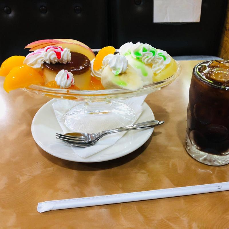 プリンアラモード アイスコーヒー(純喫茶シャレード)