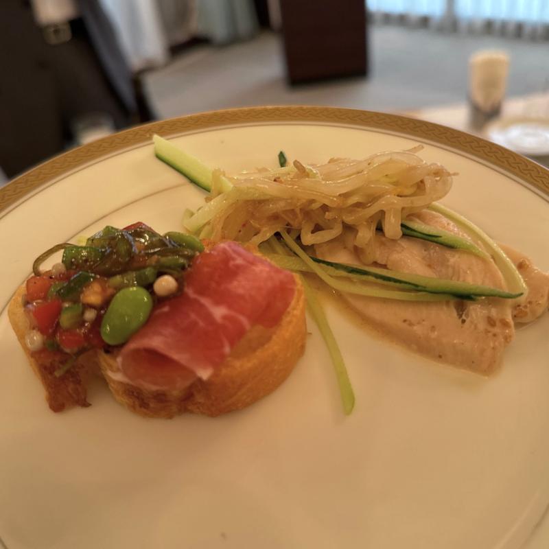 鶏ハム、ブルスケッタ(名鉄グランドホテル)