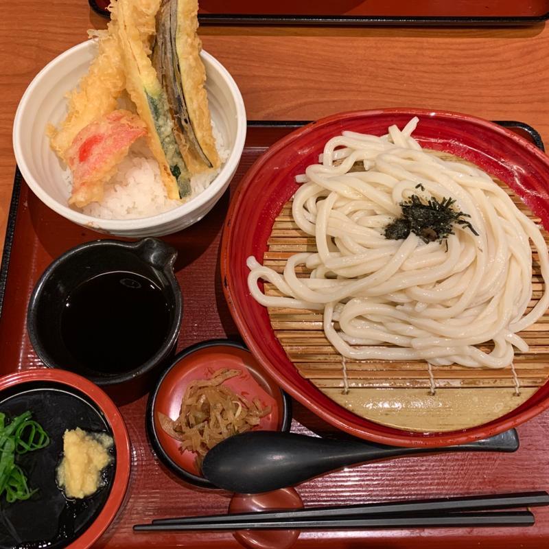 春の季節天丼&ざるうどん定食(自家製麺 杵屋 高槻阪急店)
