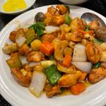 鶏肉黒胡椒炒め定食(絶品中華 100種類食べ飲み放題 華景園 かけいえん 川崎店 仲見世通り店前)