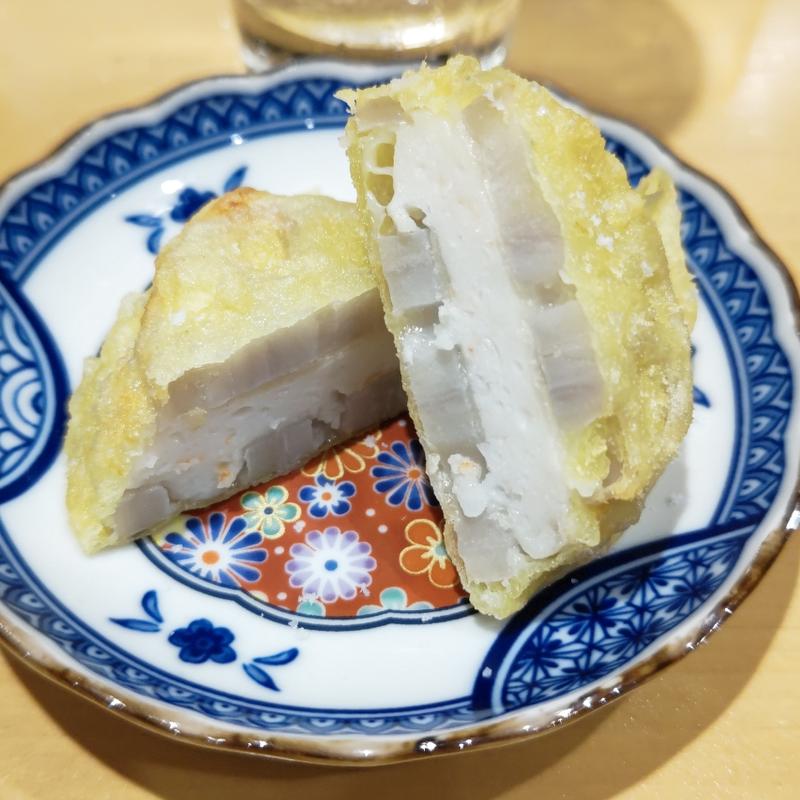 海老しんじょうのレンコン挟み天(めのじ)