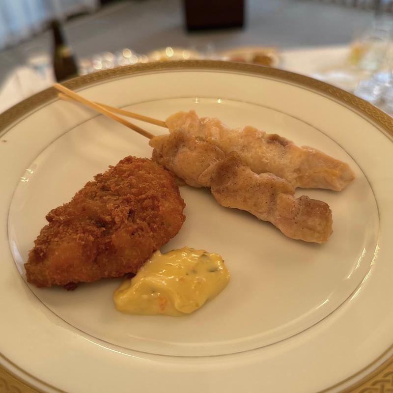 串焼き、白身魚フライ(名鉄グランドホテル)