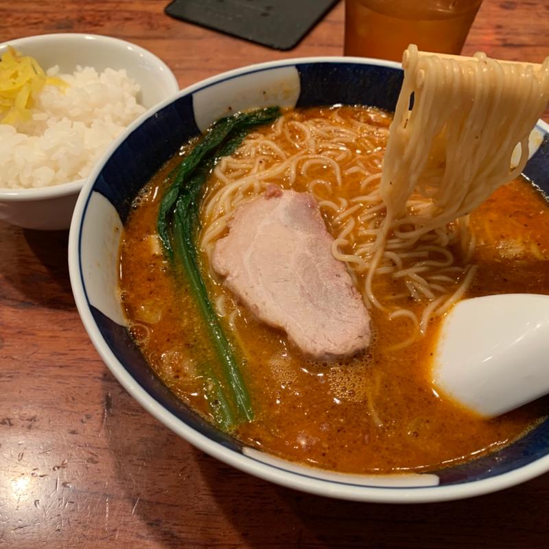 担々麺中辛麺カタ(はしご 本店)
