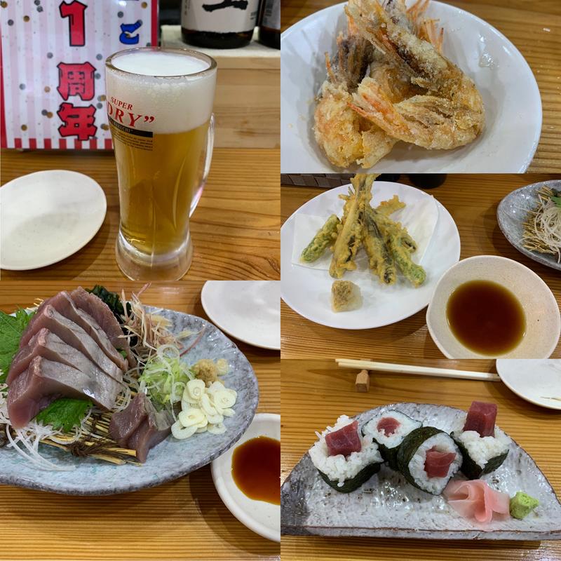 かつおの刺身、稚鮎の天ぷらほか(和匠 ごっど)