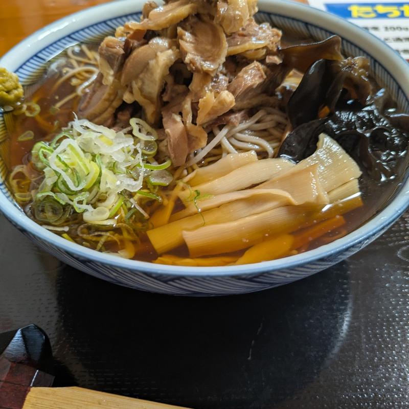 ばば鶏冷たい肉そば（大盛）(蕎麦家たちかわ製麺所)