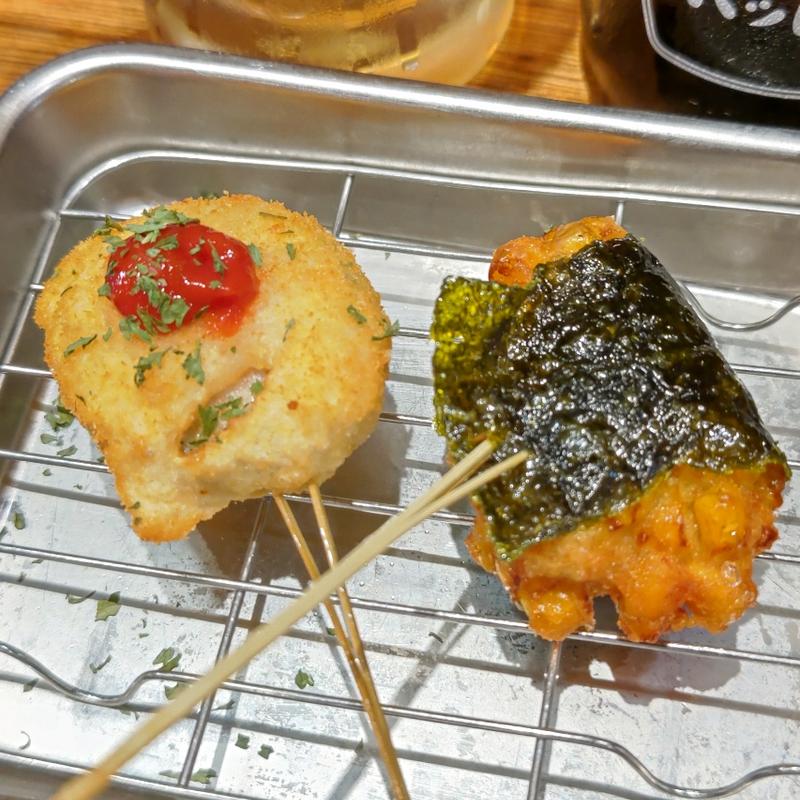 ズッキーニの豚巻き・とうもろこし海苔包み揚げ(串かつ でんがな 大船店 )