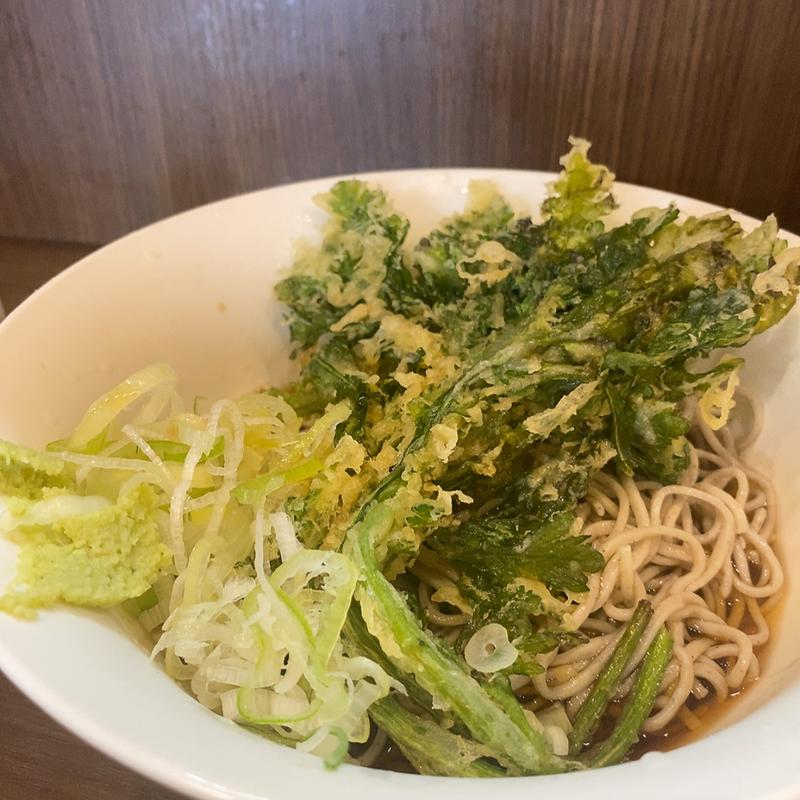 春菊天そば（冷）(蕎麦 はないち)