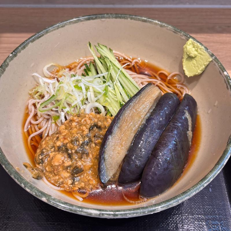 揚げ茄子の煮びたし鶏そぼろそば(名代 箱根そば 狛江店)