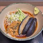 揚げ茄子の煮びたし鶏そぼろそば