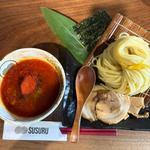 赤辛魚介つけ麺(麺やすする)