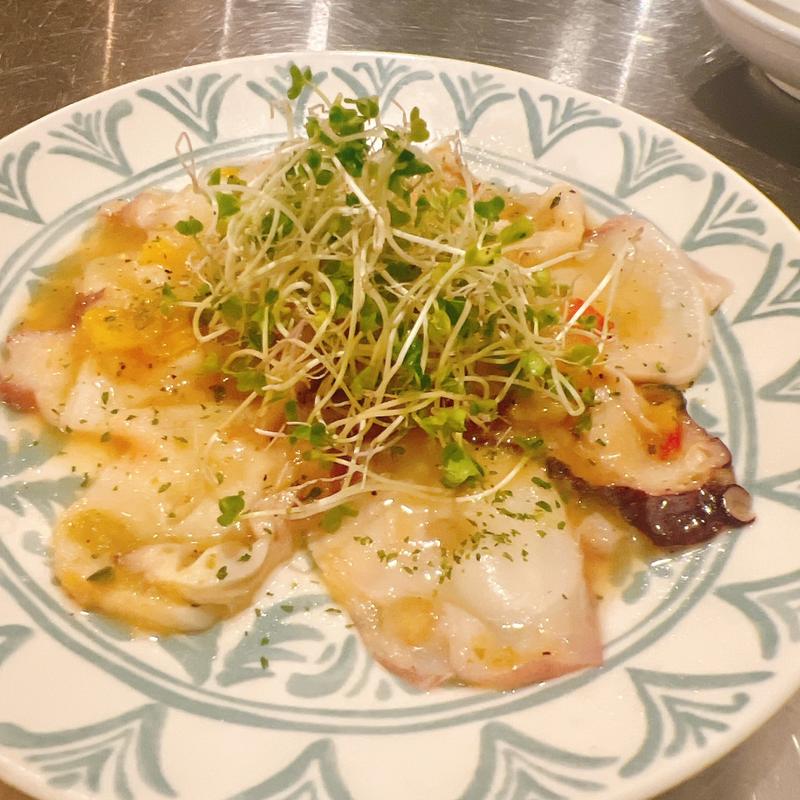 蛸の柚子葱カルパッチョ(新赤坊（ニューあかんぼ）ジビエと中華とお酒)