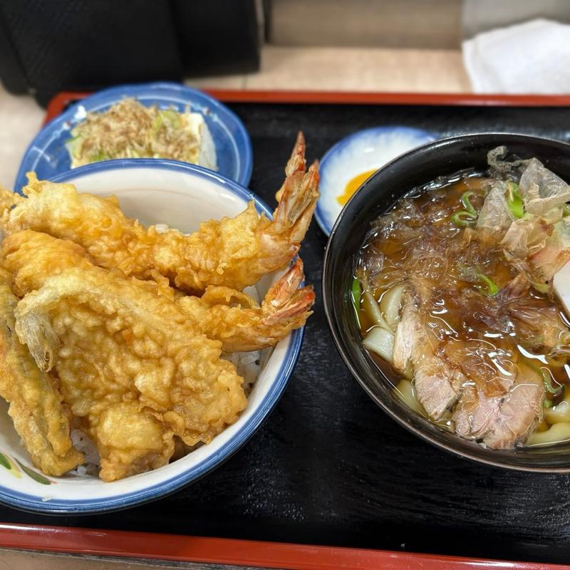 上天丼セット(中根うどん 白金店)