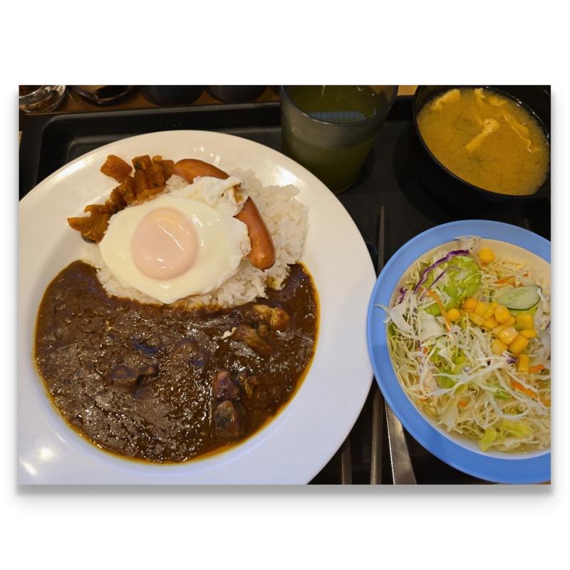 ソーセージエッグ欧風牛タンカレー＋生野菜(松屋 下総中山店（松のや併設）)