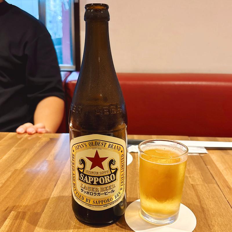 サッポロラガービール中瓶(中華そばと酒 彩華)