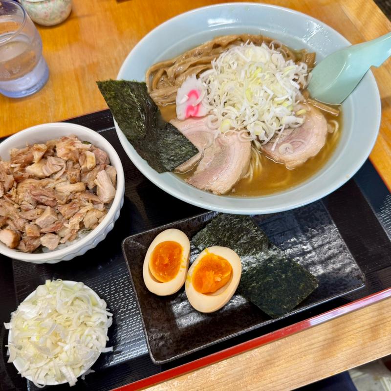 手打ち味玉中華そば(細麺変更)＋メンマ＋ライス(中華そば 香十)