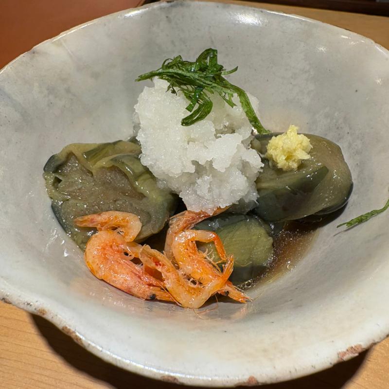 出汁の揚げなす(新橋 日本酒 おだしと、おさけ。すずめ)