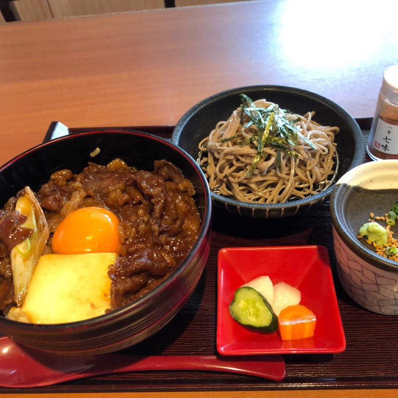 月見すき焼き丼とそばセット(一幸 船橋店)
