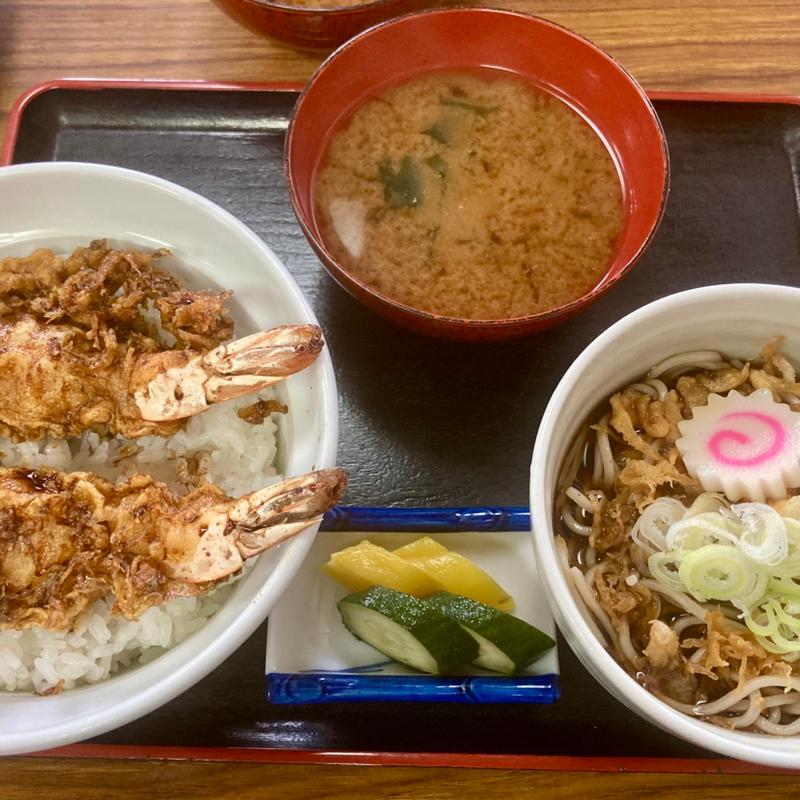 天丼とミニ冷やしたぬき蕎麦(若竹蕎麦店)