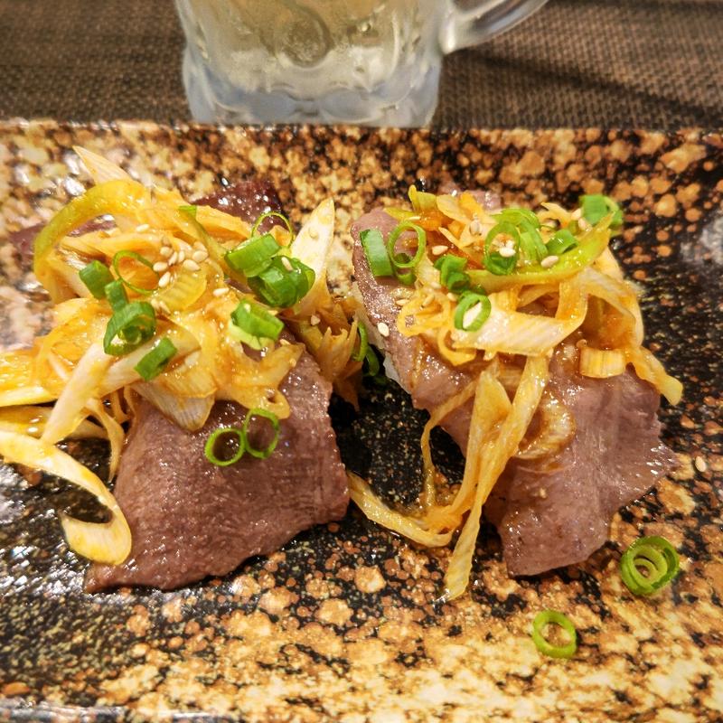 葱味噌牛タン寿司(じゅーしゐ)