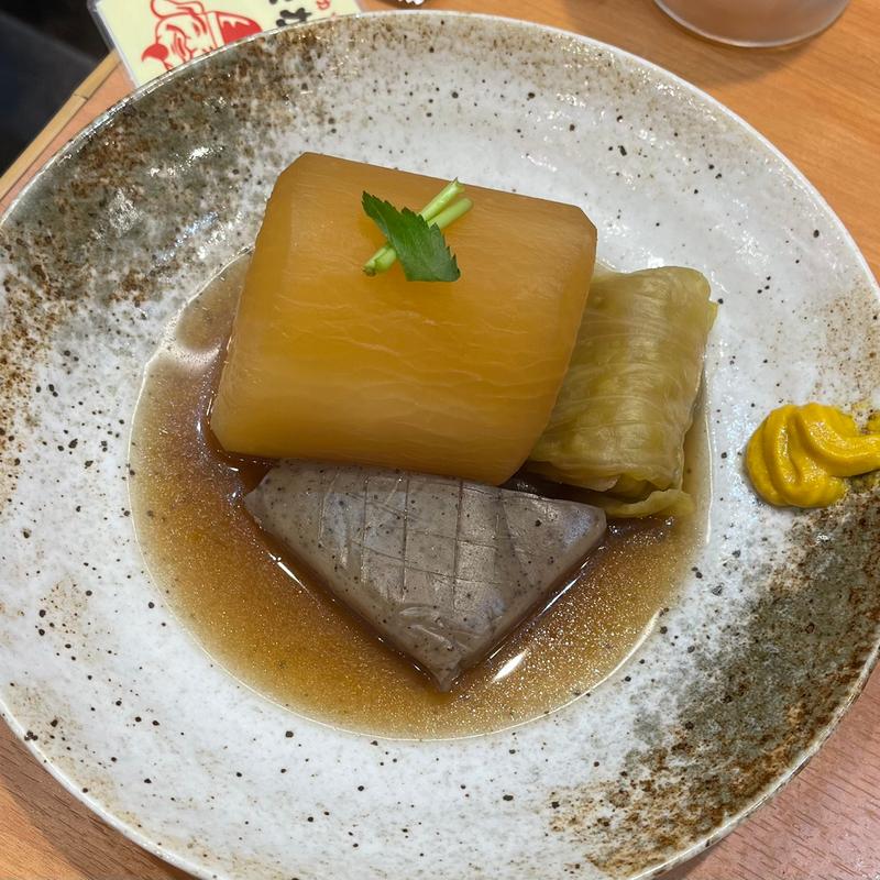 おでん(大根、ロールキャベツ、こんにゃく)(大衆串かつ酒場なかむら 福島店)