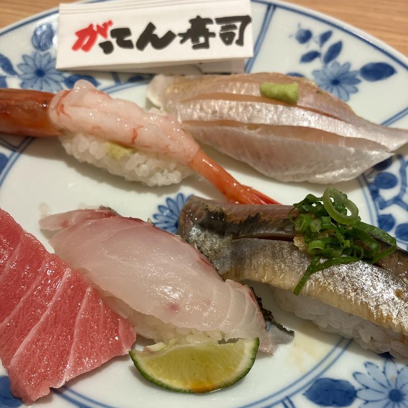 夏の5貫握り(がってん寿司 テラスモール湘南店)