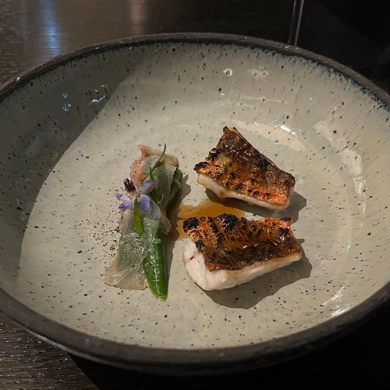 本日の鮮魚 海老と胡麻油のソース(Iron Bay)