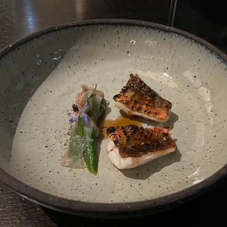 本日の鮮魚 海老と胡麻油のソース