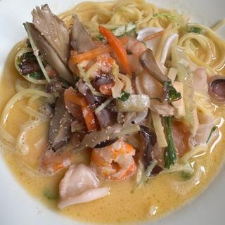 明太子風味シーフードスープスパゲティー