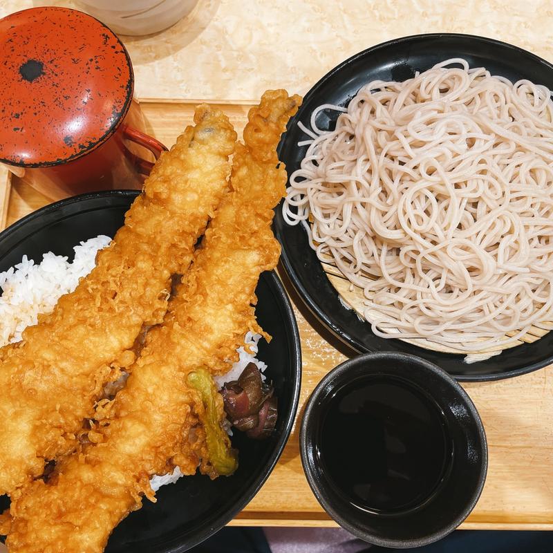 上穴子天丼セット(小諸そば 九段下駅前店)