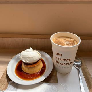 かためのプリン アイスカフェラテ