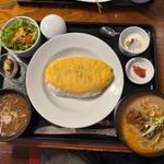 天津飯、濃厚担々麺ランチ