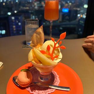 桃パフェ2025 & 桃ベリーニ デザートセット