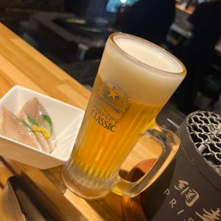 ビール　お通し（ニシン刺身）