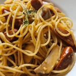 チョリソーとエリンギのスパゲティ