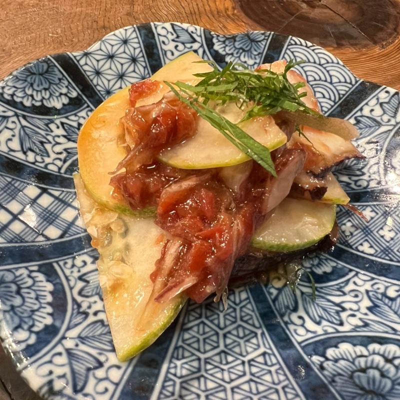 真蛸とかがふときゅうりの梅肉和え(目黒三谷)