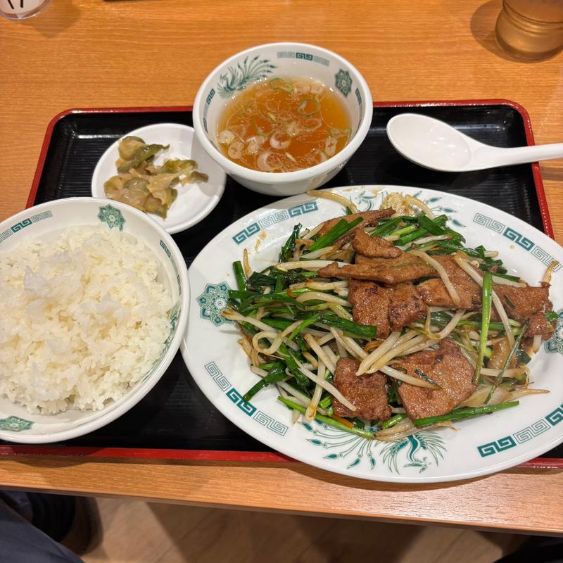 ニラレバ炒め定食(日高屋 向ヶ丘遊園南口店)
