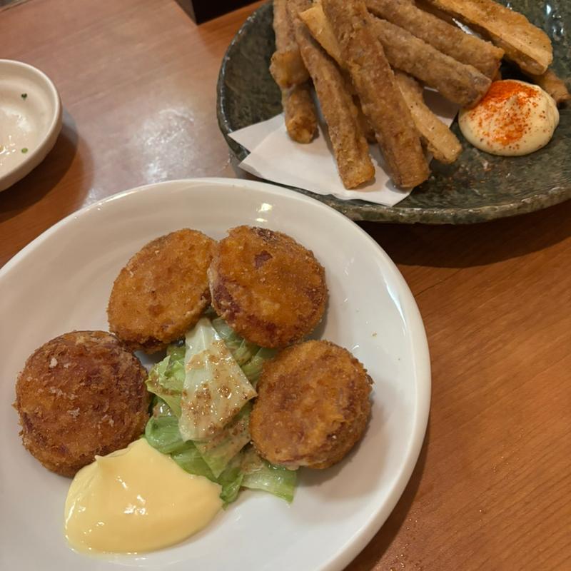 ハムカツ　ゴボウの唐揚げ(なかむら活魚料理店)