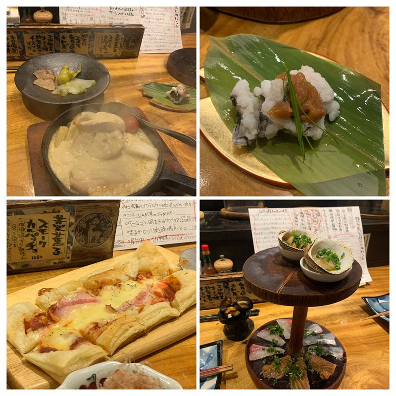 スモークカルパッチョ(貝と魚と炉ばたのバンビ)