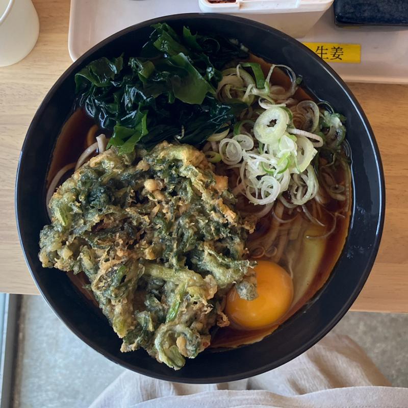 春菊天卵そば(まるすそば・うどん立ち食いセンター)