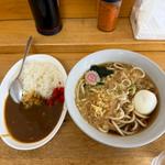ミニカレー　たぬきうどん　ゆで玉子
