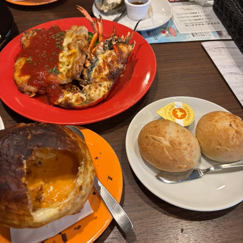 ロブスターランチx2人+ビスタシチュー+生牡蠣(レッドロブスター みつわ台店)