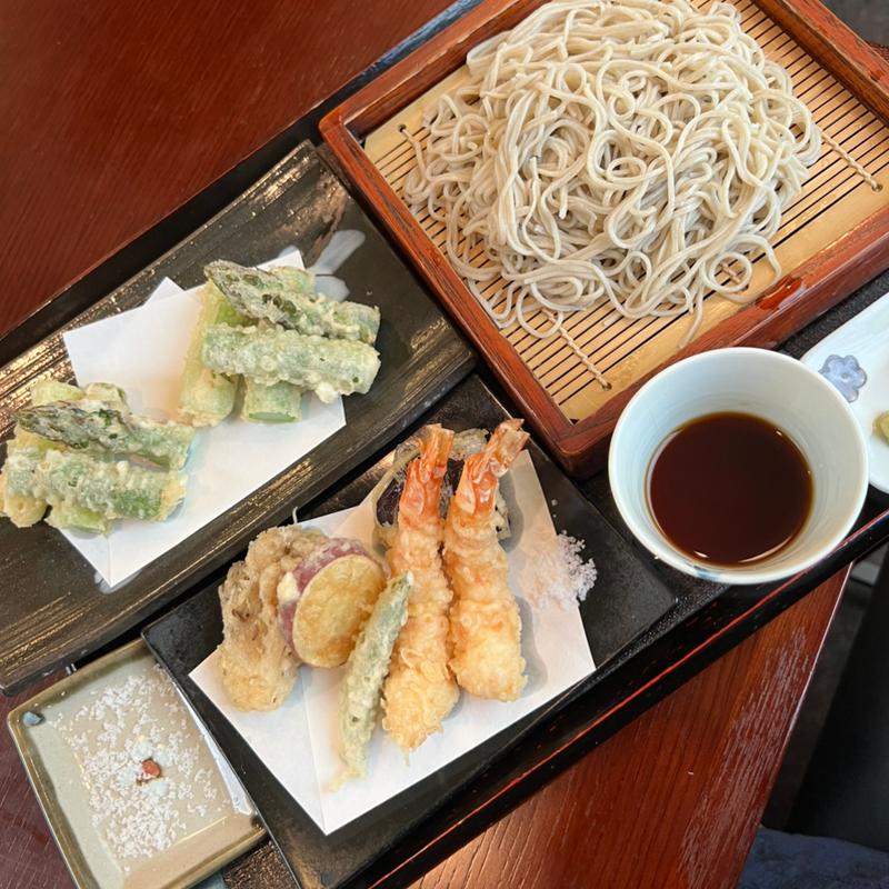天せいろ蕎麦　アスパラ天追加(蕎麦 月読)