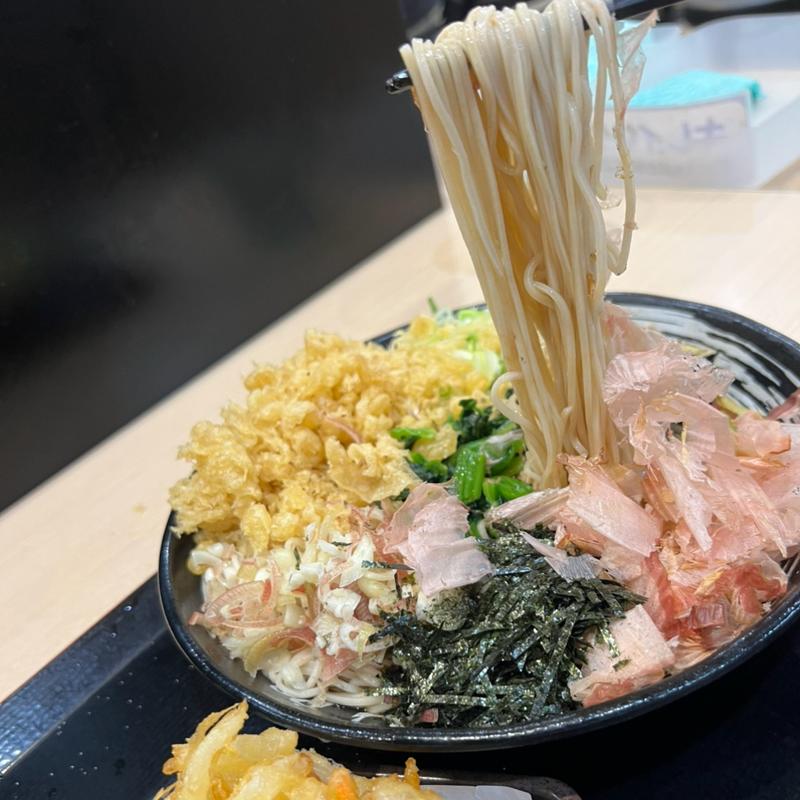 季節の粘り3種蕎麦大盛　かき揚げトッピング(ゆで太郎 もつ次郎 小田原飯泉店)