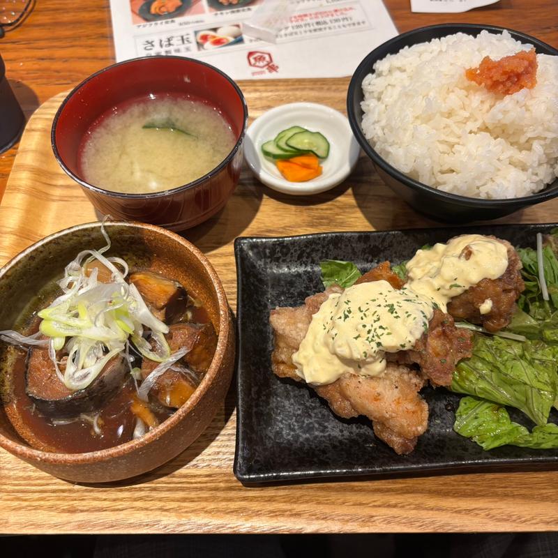 鯖味噌煮と鳥南蛮定食(魚串さくらさく 神田店 )