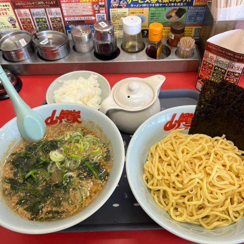 味噌つけ麺　ほうれん草　半ライス(ラーメン山岡家 越谷レイクタウン店)