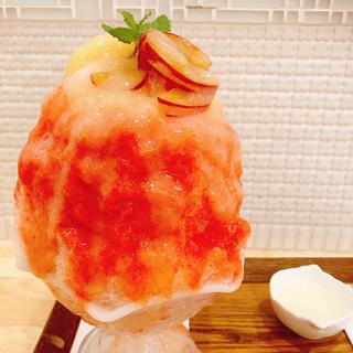 スモモと白桃の合いがけ