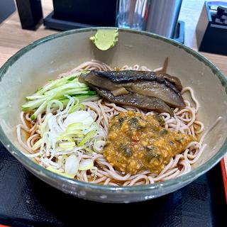 揚げ茄子の煮びたし鶏そぼろそば