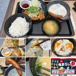 鬼おろしポン酢ロースかつ定食に目玉焼き&ソーセージ(松のや 高円寺店)