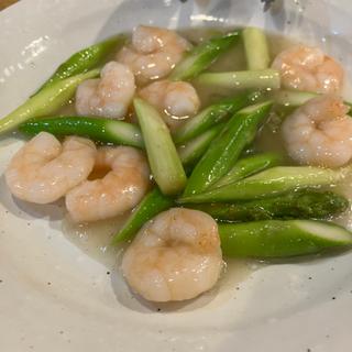 アスパラむき海老炒め